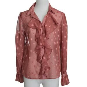 Haute Monde Blush Ruffle Button-up Blouse Sz Small